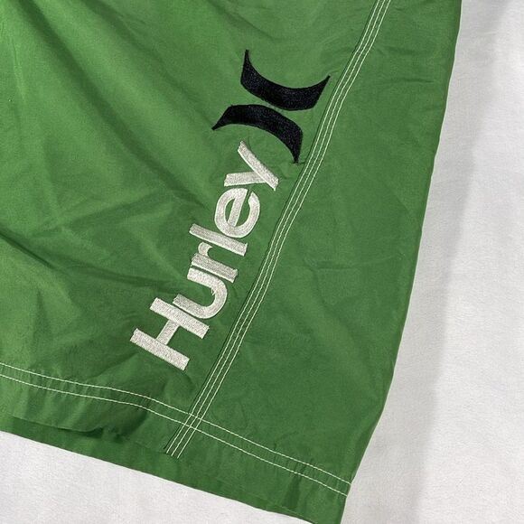 Hurley mens green solid polyester board shorts 10" inseam swimwear - size 38 - Picture 4 of 12